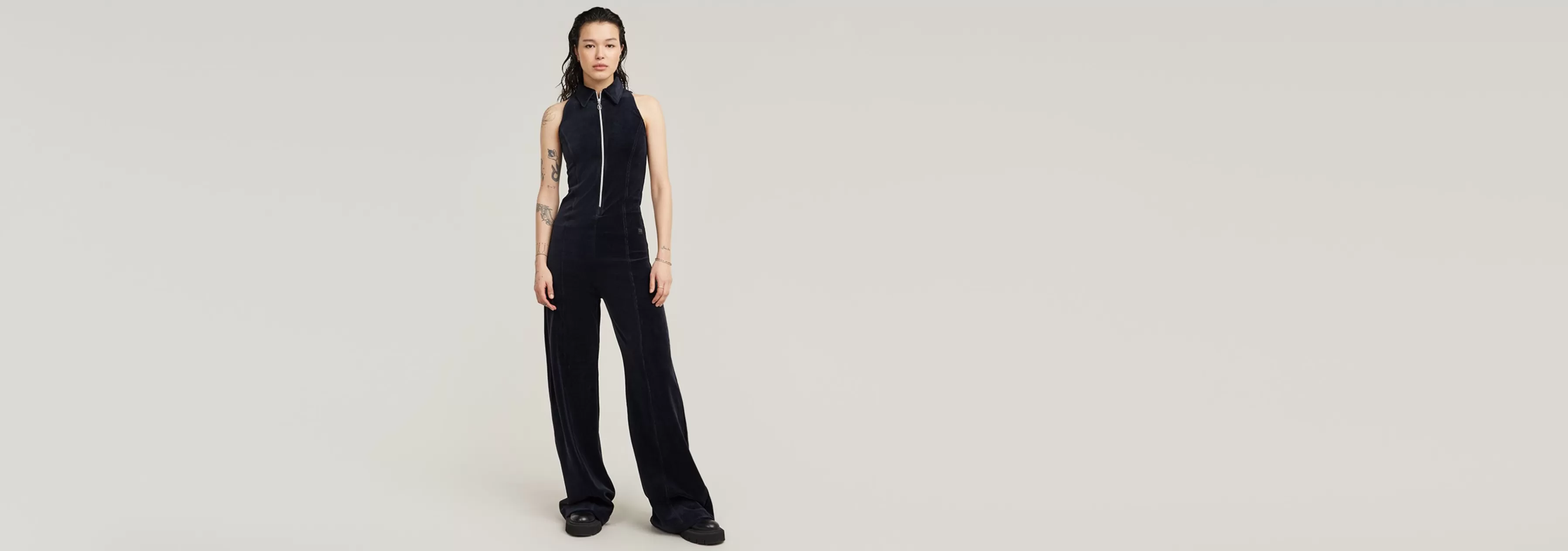 Wide Leg Velvet Jumpsuit-G-Star Best Sale