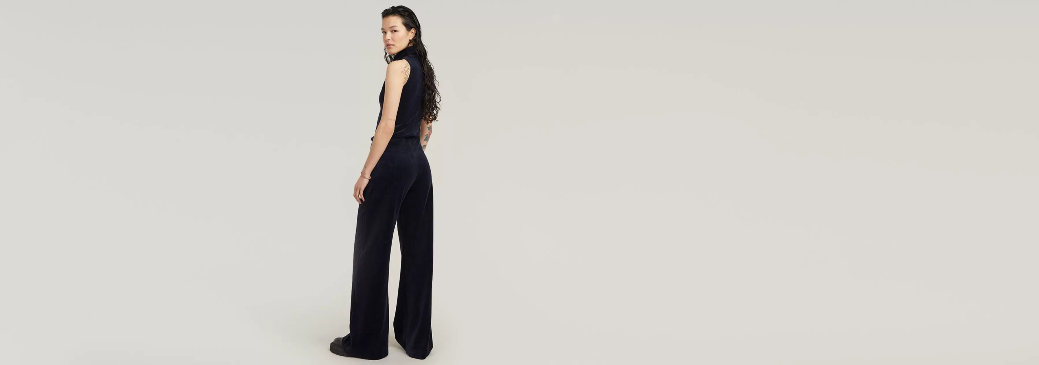 Wide Leg Velvet Jumpsuit-G-Star Best Sale